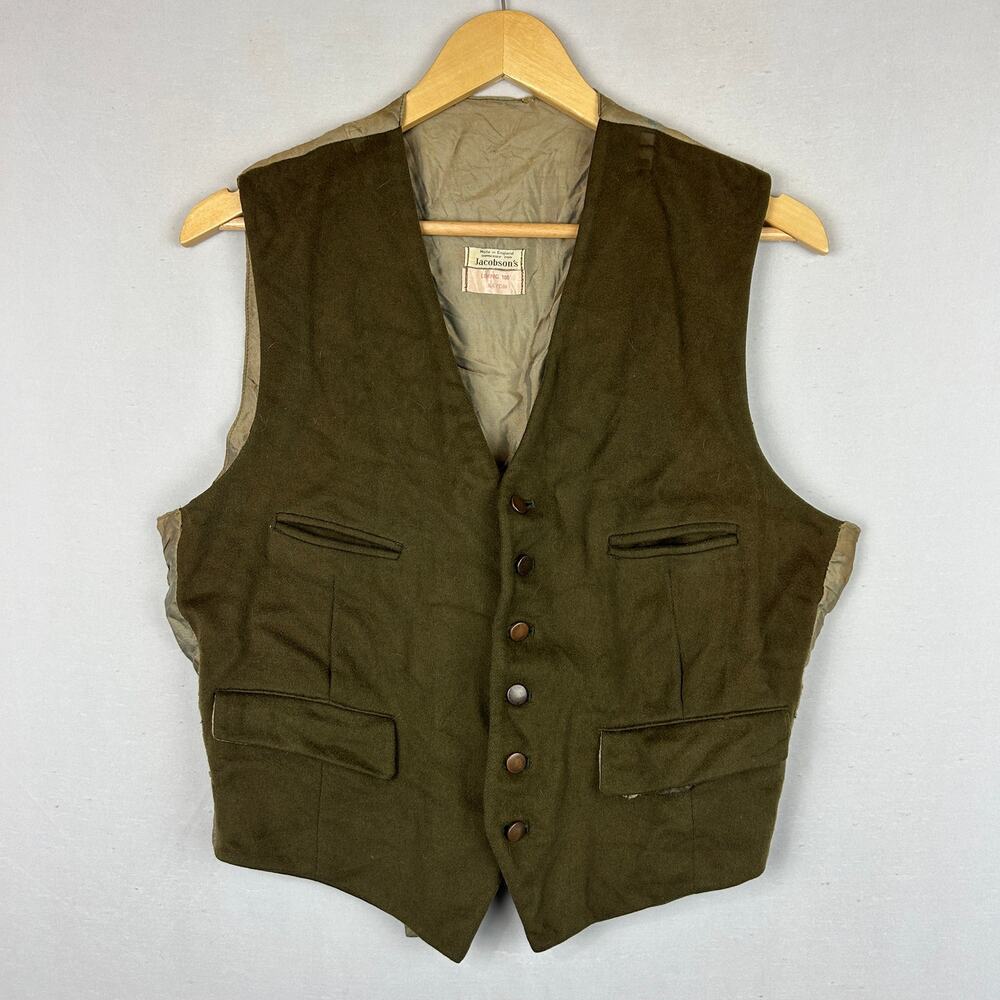 Jacobson's Wool Superfine Doeskin Vintage Vest 40s 50s Brown Measures Men Size S